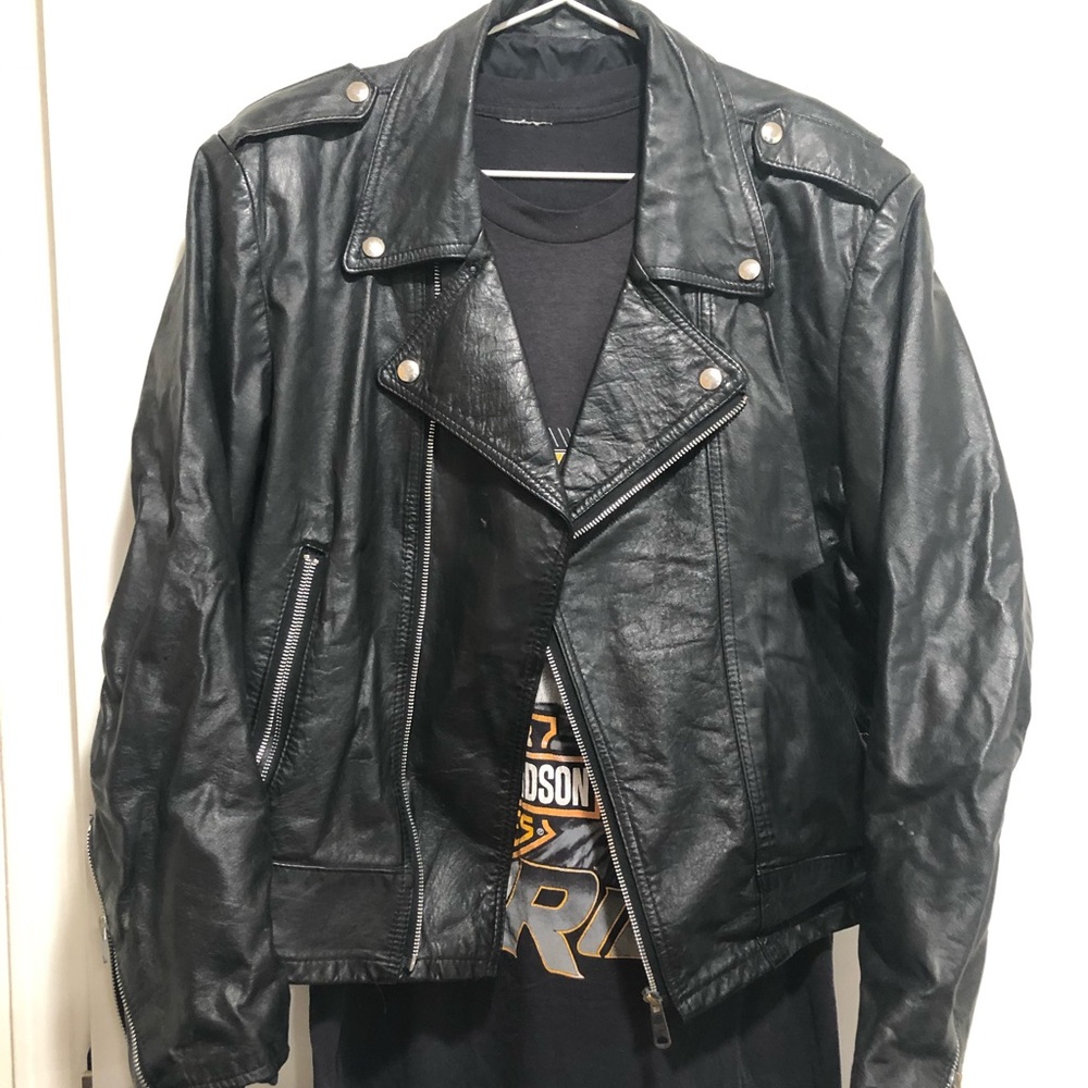 Vintage 90’s Sears leather motorcycle jacket.
